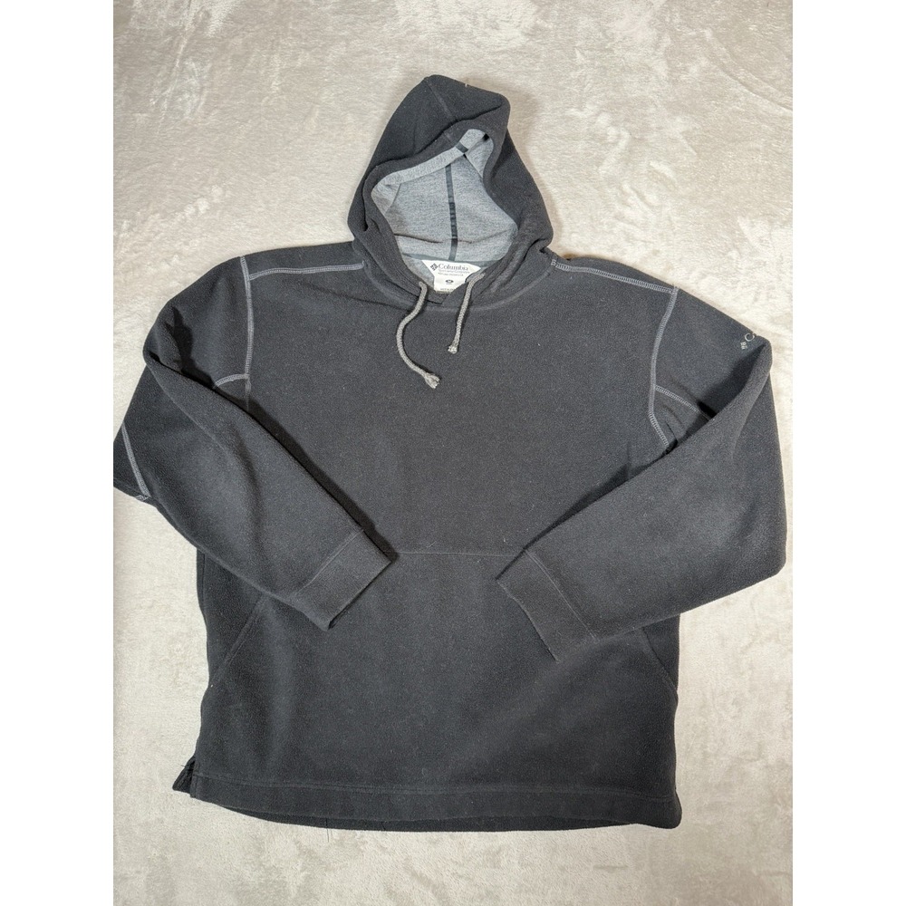 Columbia Unisex M Black/Gray Fleece Pullover Hooded Hoodie Pockets Logo